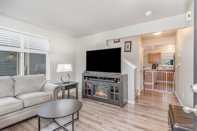 living room featuring light hardwood / wood-style floors