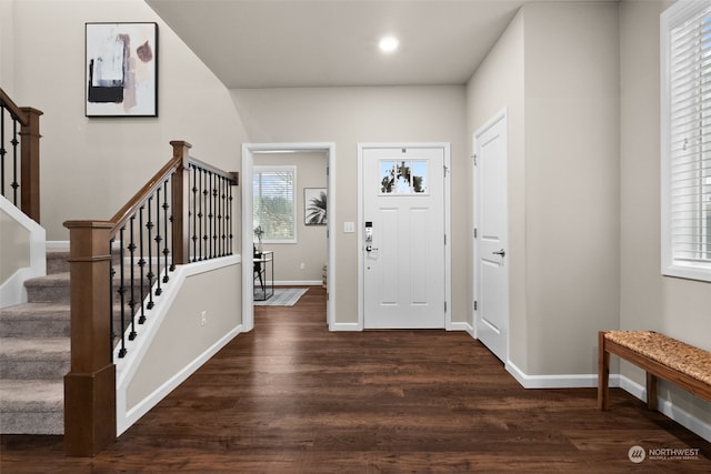 entrance foyer with dark hardwood / wood-style flooring