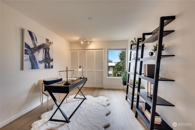 office featuring hardwood / wood-style flooring