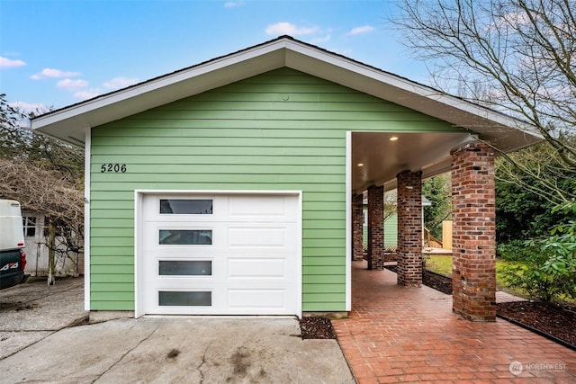 view of garage