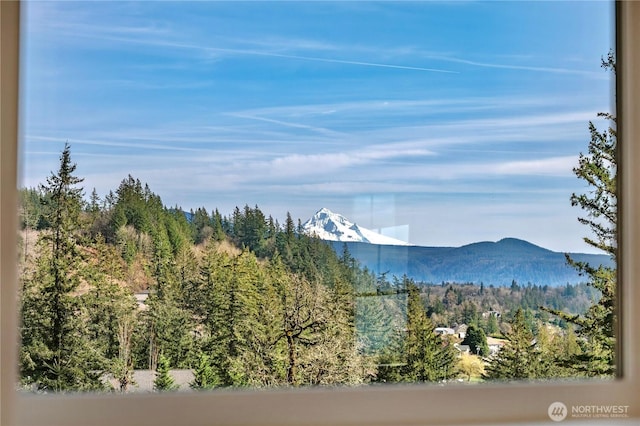 mountain view with a view of trees