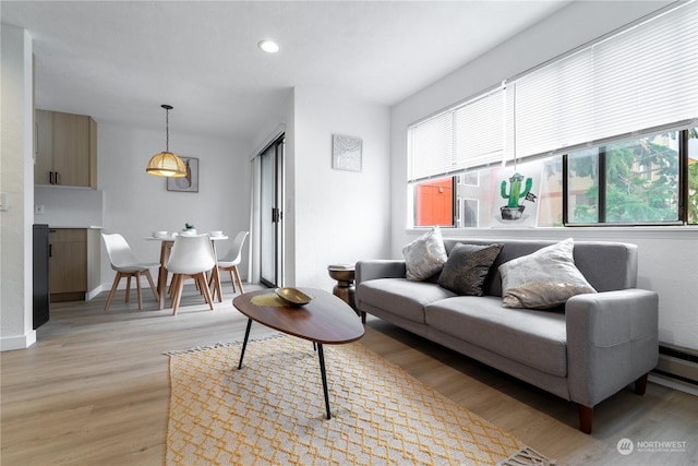 living room featuring light hardwood / wood-style flooring