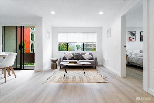 sitting room featuring light wood-type flooring