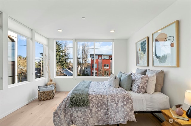 bedroom featuring light hardwood / wood-style flooring