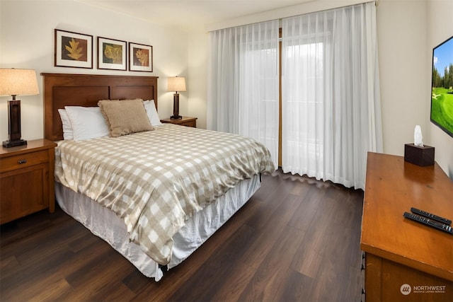 bedroom featuring dark wood-type flooring