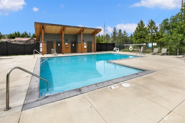 view of pool featuring a patio