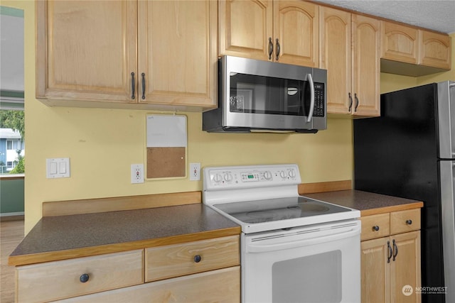 kitchen featuring appliances with stainless steel finishes and light brown cabinets