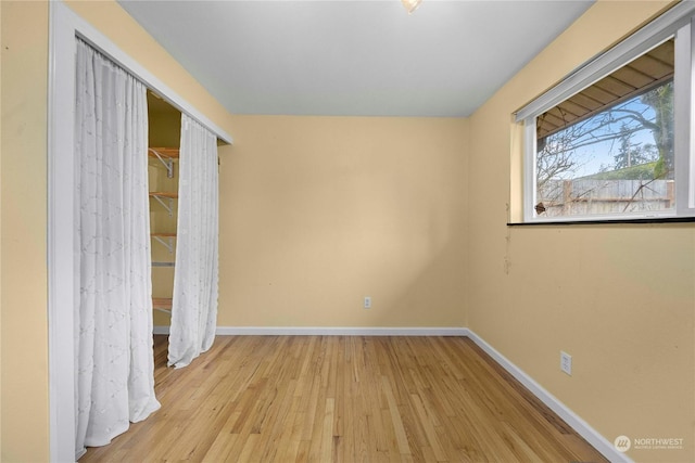 unfurnished bedroom with light hardwood / wood-style flooring