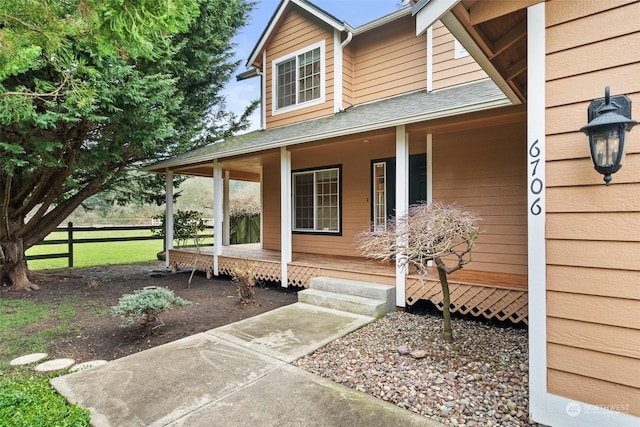 entrance to property with a porch