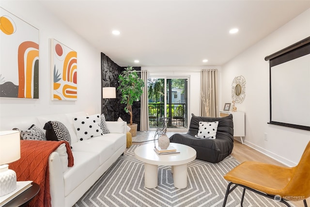 living room featuring light wood-type flooring