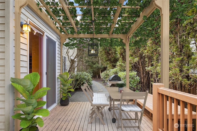 wooden deck with a pergola