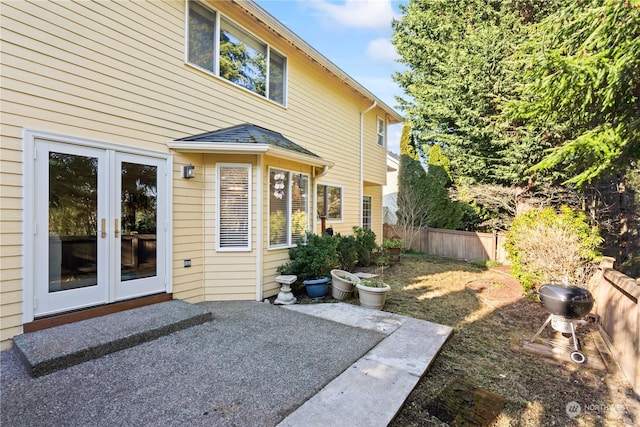 doorway to property featuring french doors and a patio