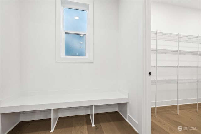 mudroom with hardwood / wood-style floors