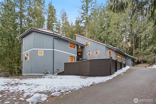 contemporary home with a garage