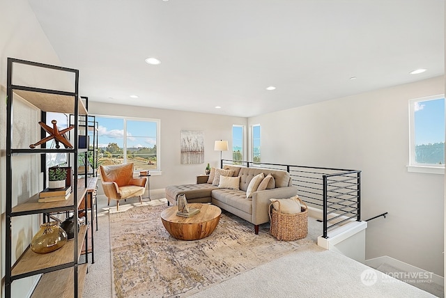 living room featuring carpet floors