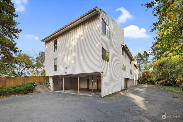 view of home's exterior with a garage