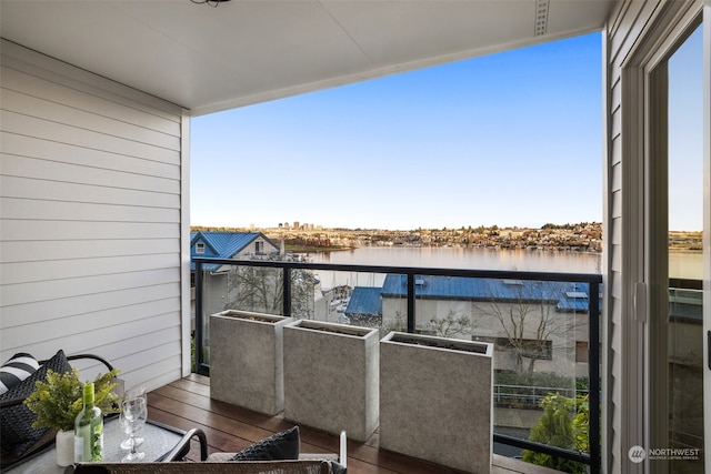 balcony with a water view