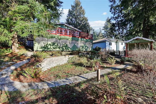 view of yard featuring a deck