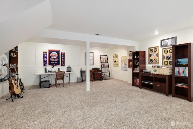 interior space featuring carpet