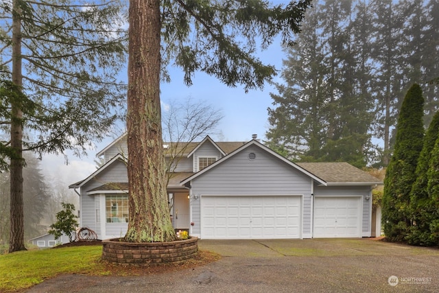 view of front of house with a garage