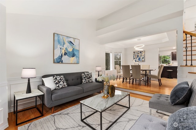 living room with hardwood / wood-style floors