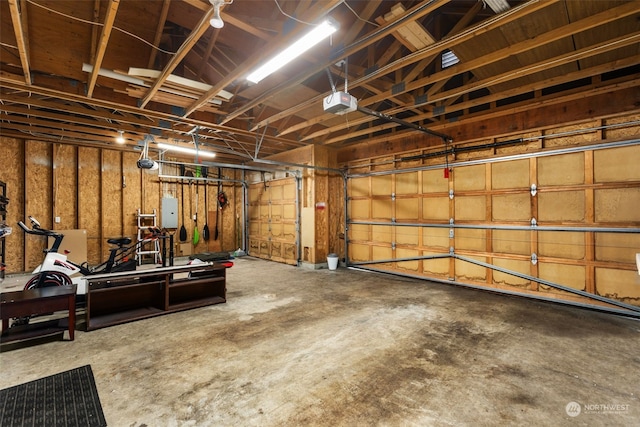 garage with a garage door opener