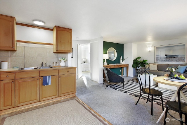 kitchen featuring backsplash and sink