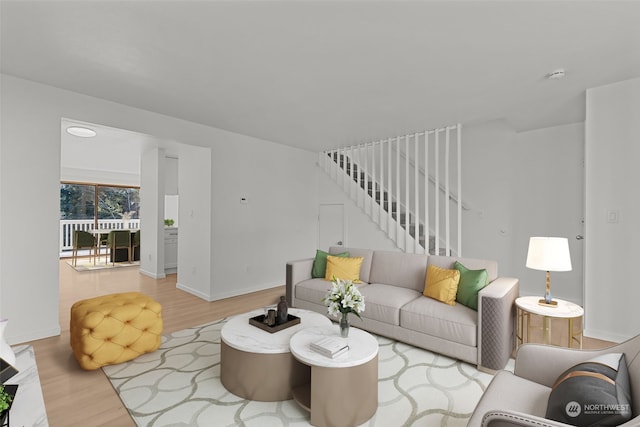 living room featuring light hardwood / wood-style flooring