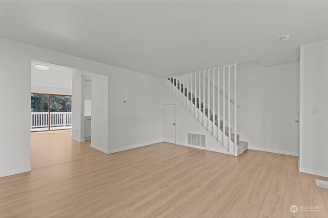 unfurnished living room with light hardwood / wood-style floors