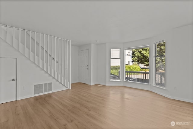 unfurnished living room featuring light hardwood / wood-style flooring