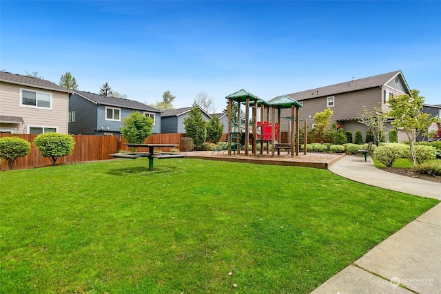 view of yard with a playground