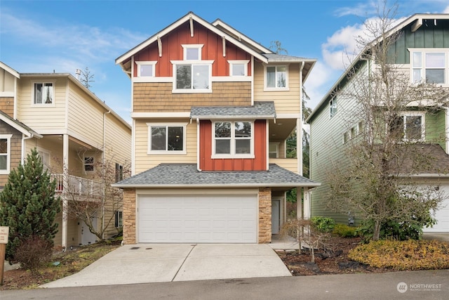 view of front of property with a garage