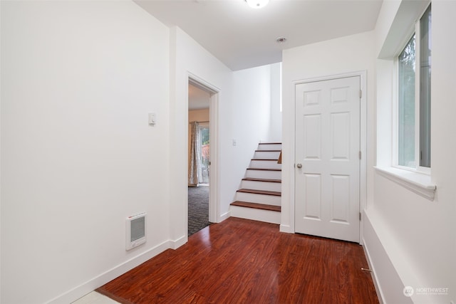 hallway featuring a healthy amount of sunlight and dark wood-type flooring