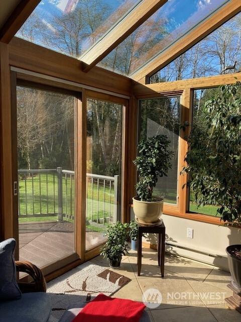 sunroom / solarium with vaulted ceiling