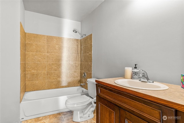 full bathroom with toilet, shower / washtub combination, and vanity