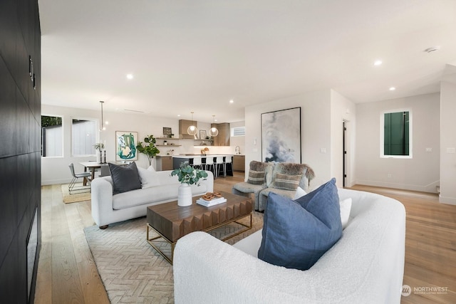 living room featuring light hardwood / wood-style flooring