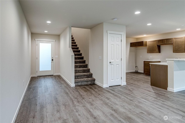 kitchen with light wood-type flooring