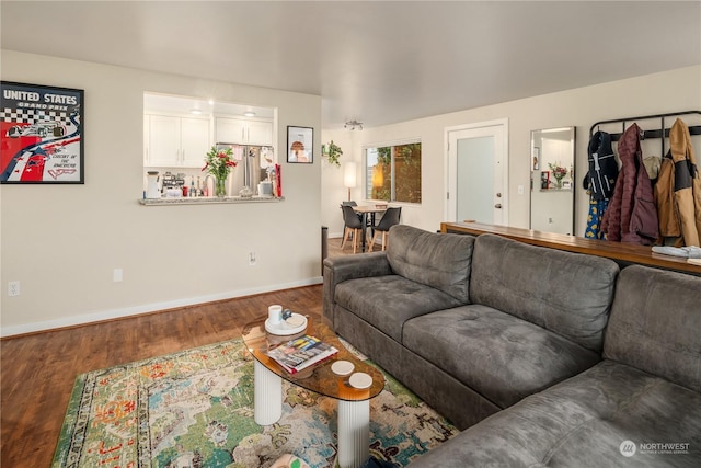 living room with hardwood / wood-style floors