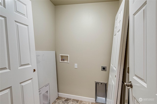 washroom with washer hookup and hookup for an electric dryer