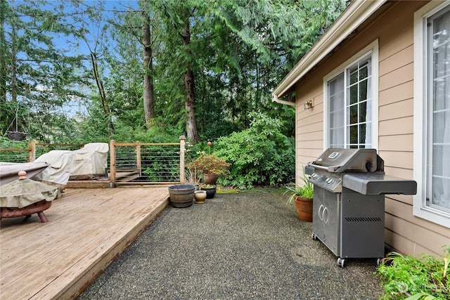 deck featuring grilling area