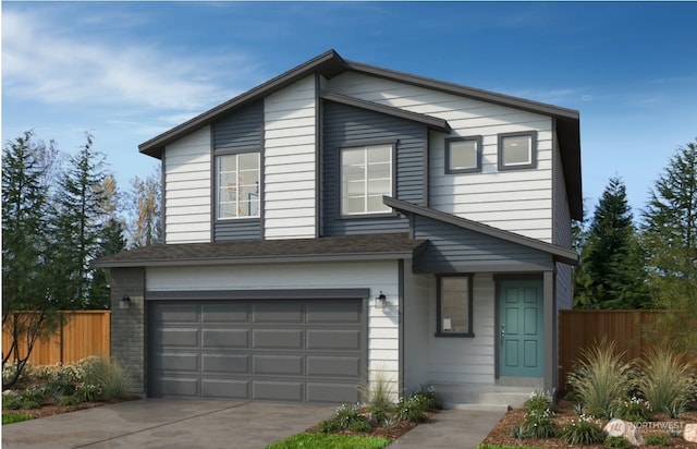 view of front of home with a garage