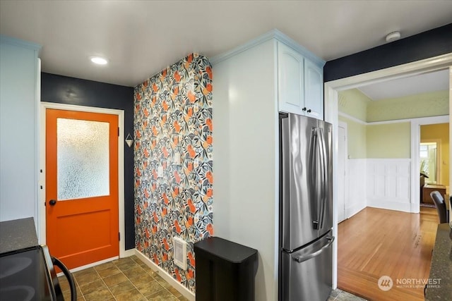 kitchen with stainless steel refrigerator