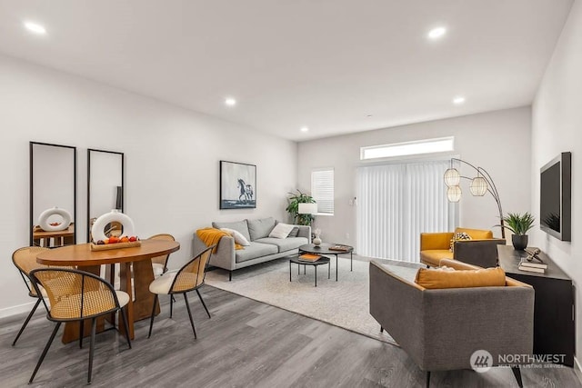 living room with hardwood / wood-style flooring