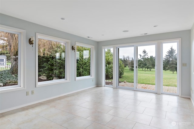 view of unfurnished sunroom