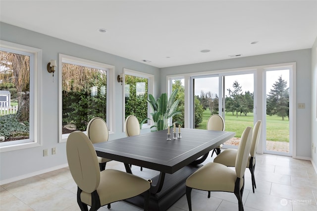 view of tiled dining space