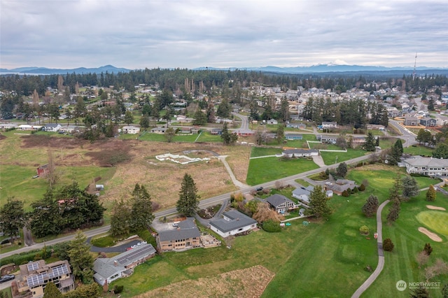 bird's eye view with a mountain view