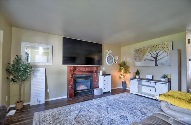 living room featuring dark hardwood / wood-style flooring