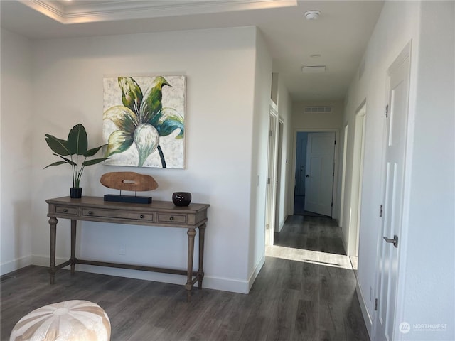 hall featuring dark hardwood / wood-style flooring