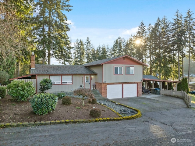 split level home featuring a garage