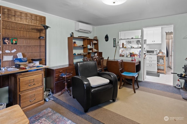 office area featuring a wall mounted air conditioner